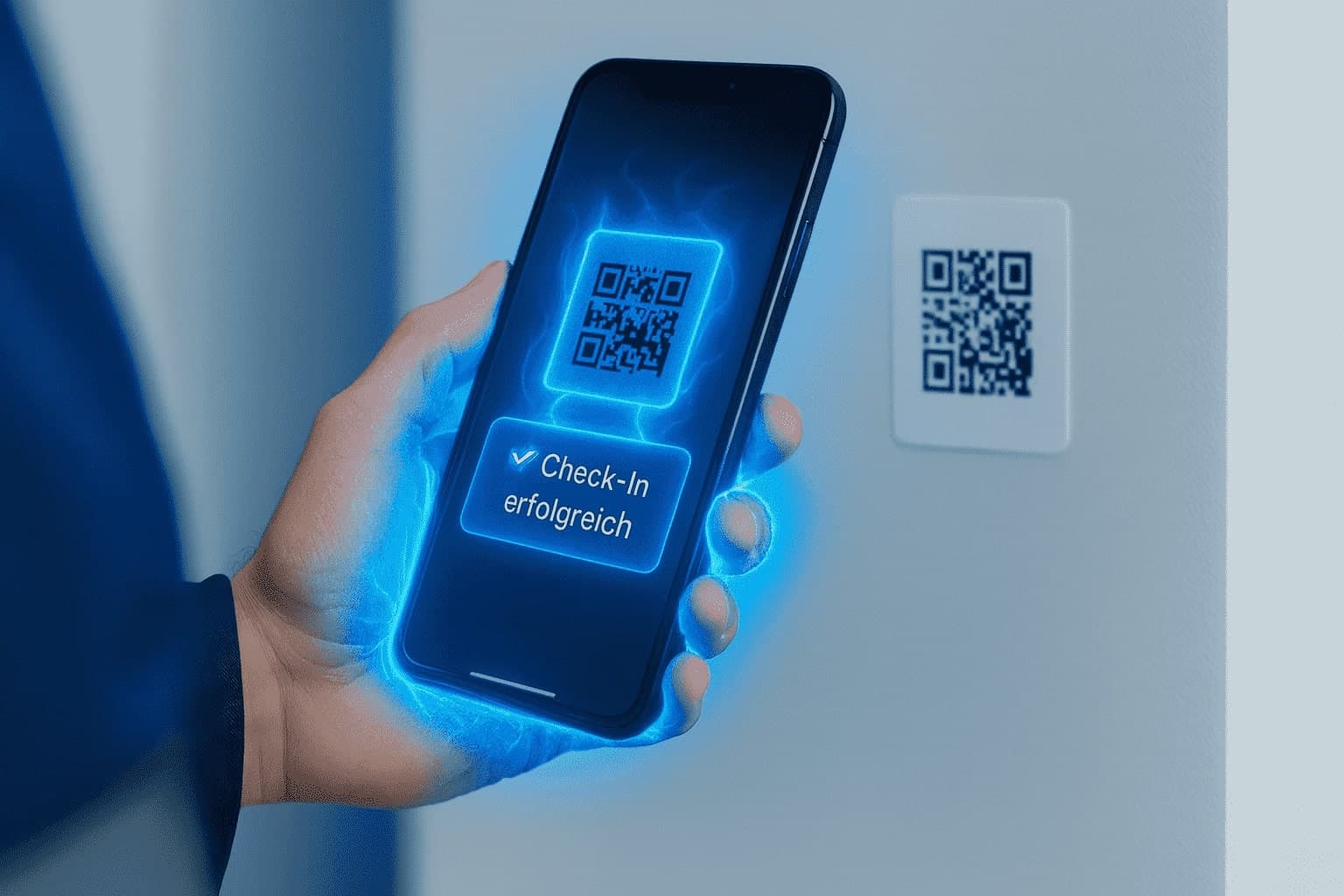 Smartphone scannt einen QR-Code für den Check-in
